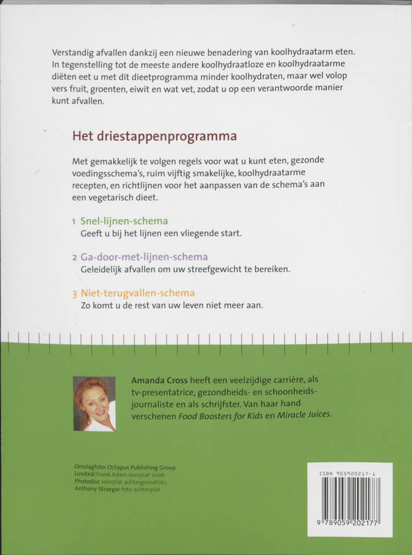 Achterkant van Verstandig afvallen met minder koolhydraten