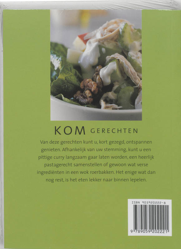 Achterkant van Kom gerechten