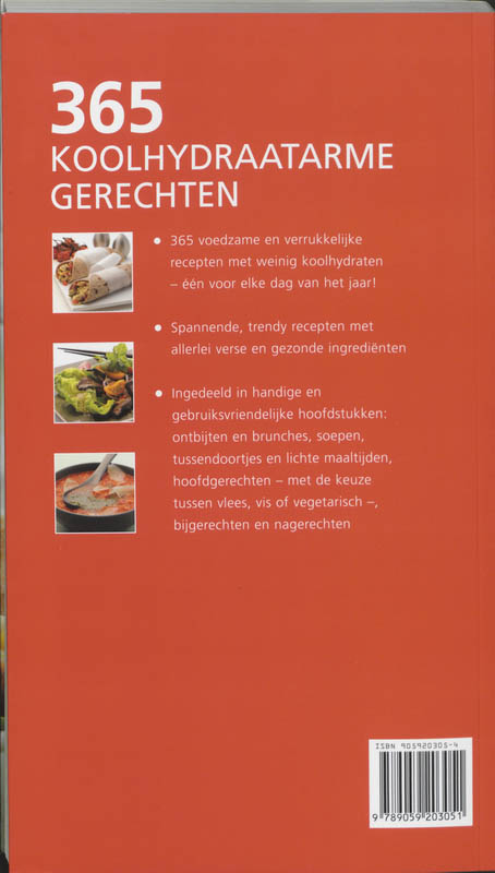 Achterkant van 365 koolhydraatarme recepten