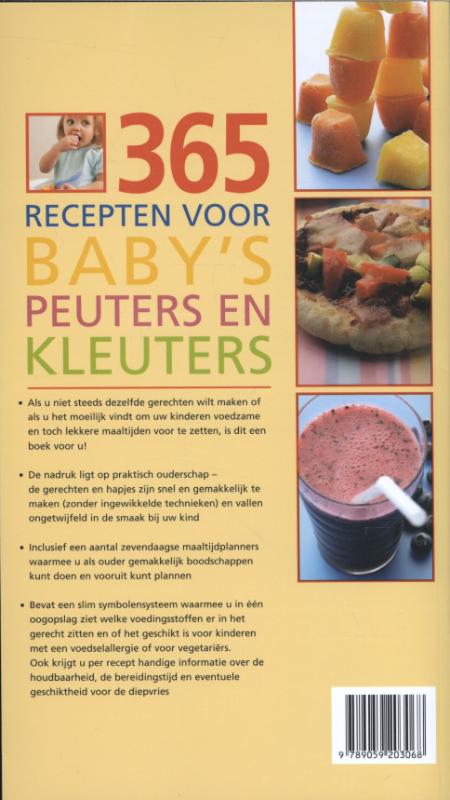 Achterkant van 365 recepten voor baby's, peuters en kleuters