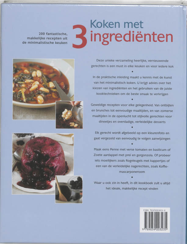 Achterkant van Koken met 3 ingrediënten