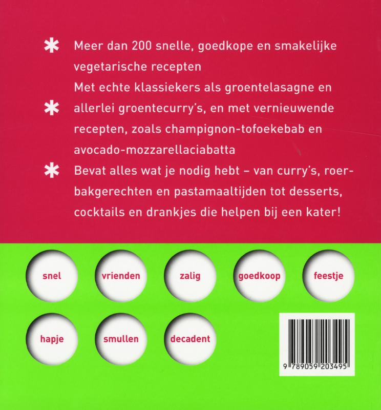 Achterkant van De studentenkookgids vega
