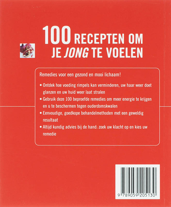 Achterkant van 100 recepten om je jong te voelen
