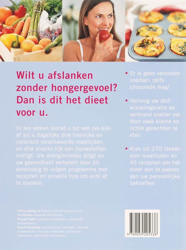 Achterkant van Eet vaak en val af