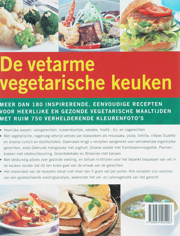 Achterkant van De vetarme vegetarische keuken
