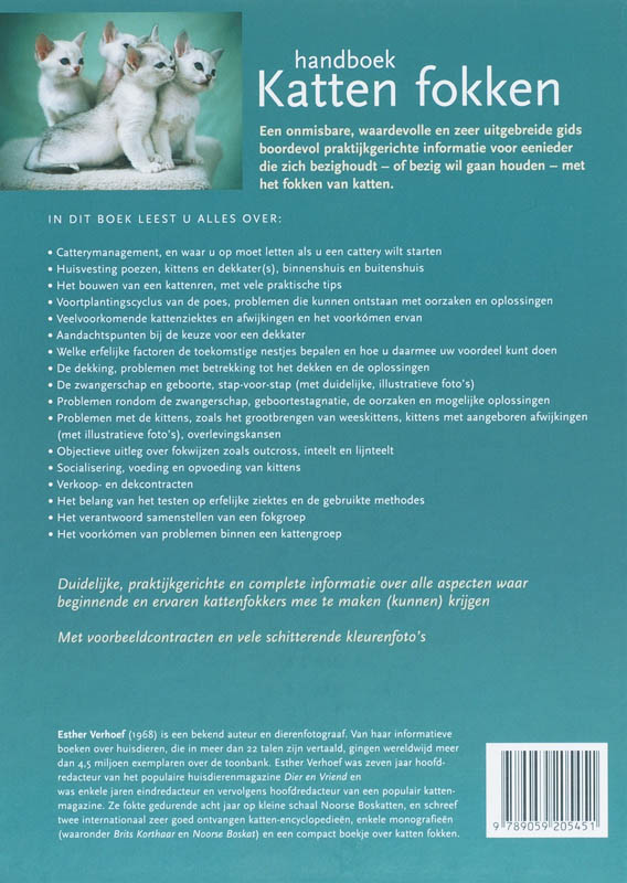 Achterkant van Handboek katten fokken
