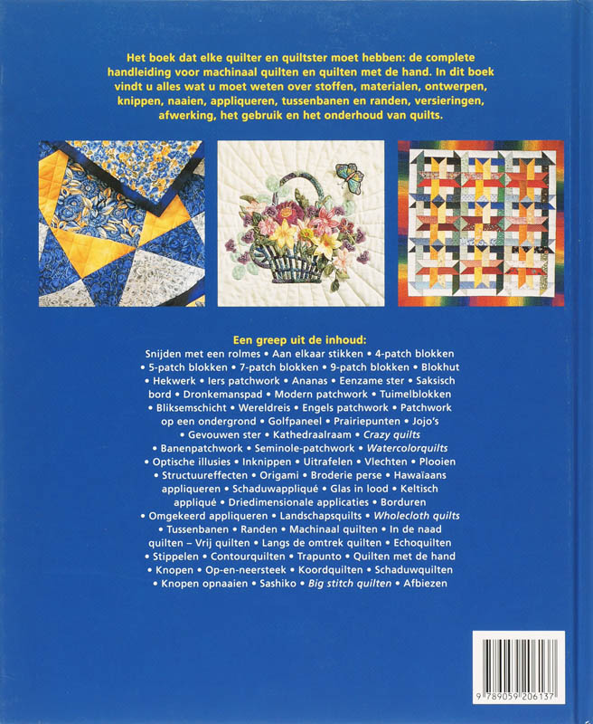 Achterkant van Handboek quilten