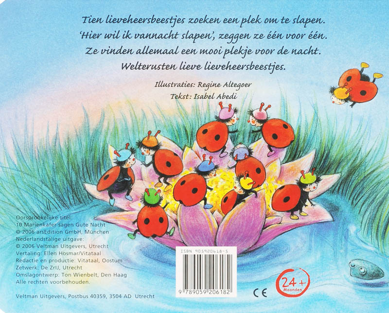 Achterkant van 10 Lieveheersbeestjes gaan lekker slapen