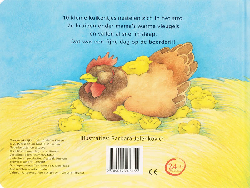 Achterkant van 10 kleine kuikentjes