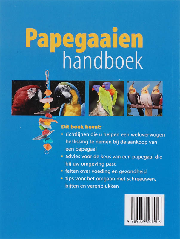 Achterkant van Papegaaienhandboek