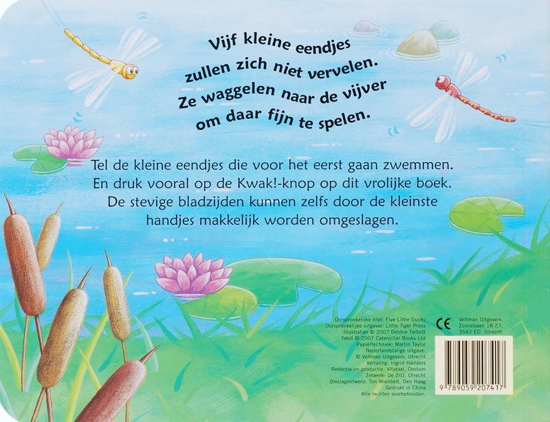 Achterkant van 5 kleine eendjes
