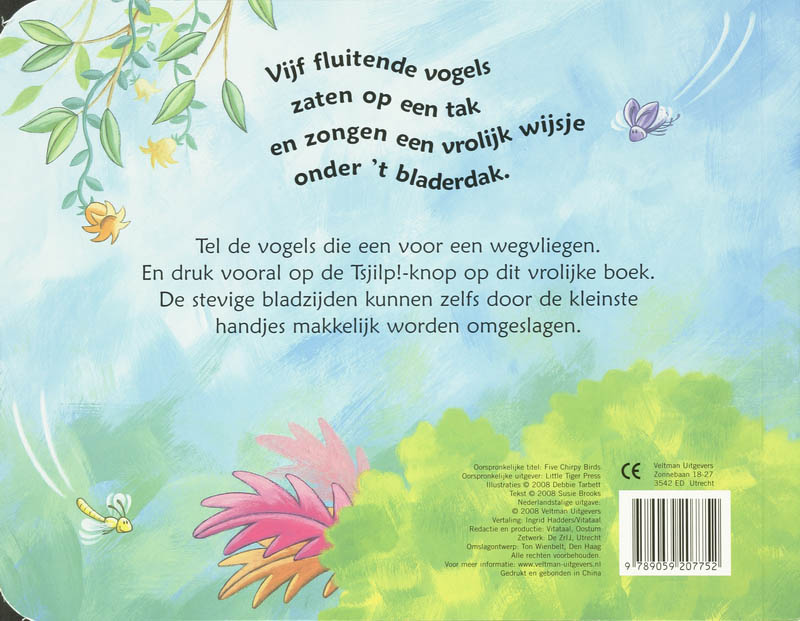 Achterkant van Vijf fluitende vogels