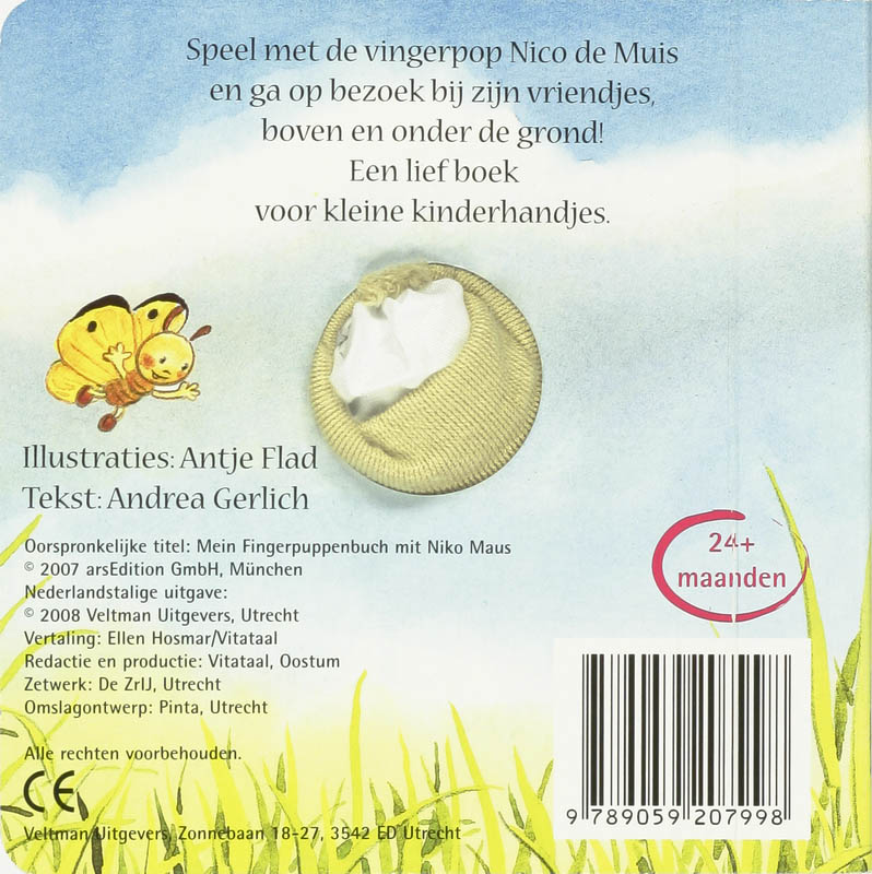 Achterkant van Mijn vingerpopboekje met Nico de Muis