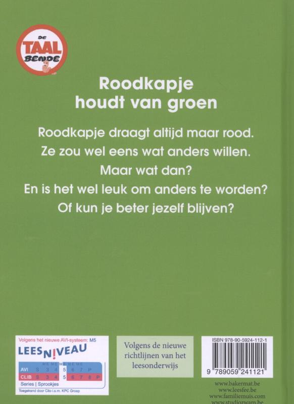 Achterkant van Roodkapje houdt van groen