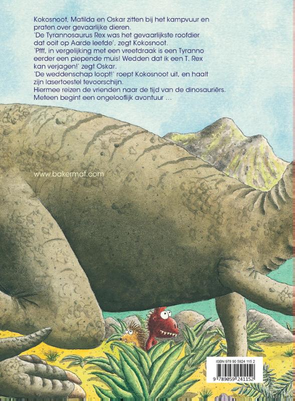 Achterkant van Bij de dinosauriërs
