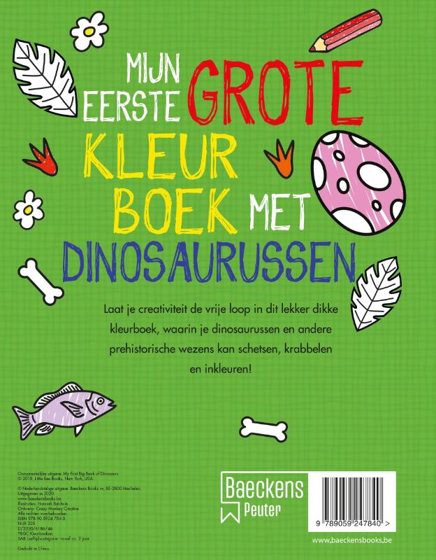 Achterkant van Mijn eerste grote kleurboek met dinosaurussen