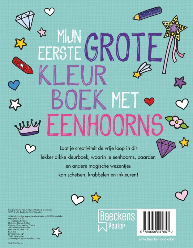Achterkant van Mijn eerste grote kleurboek met eenhoorns