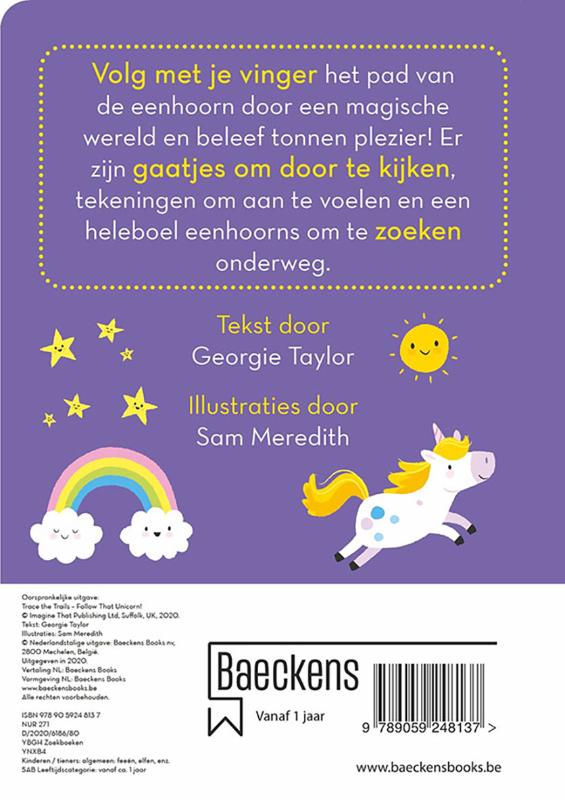 Achterkant van Volg de eenhoorn