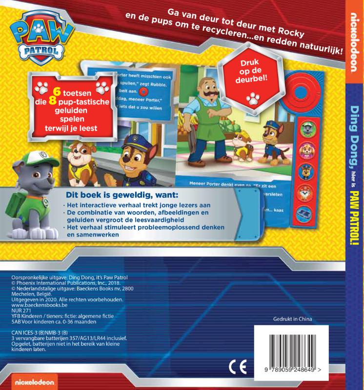 Achterkant van Ding, dong, hier is Paw Patrol!