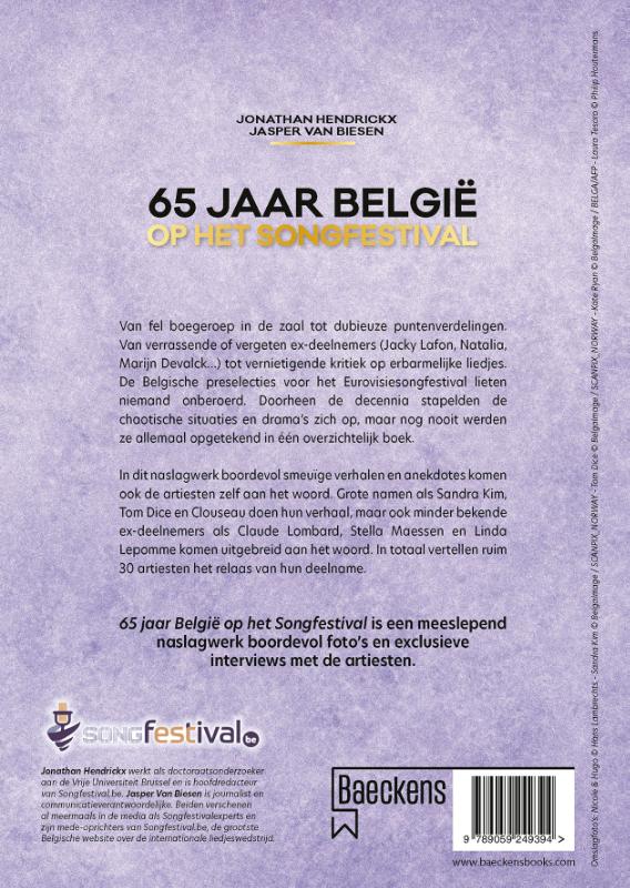 Achterkant van 65 jaar België op het Songfestival