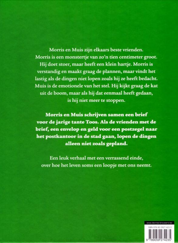 Achterkant van Morris en Muis sturen een brief