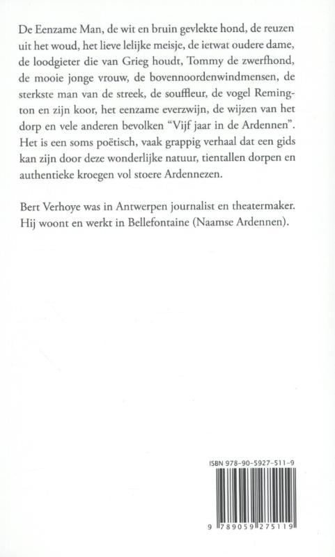 Achterkant van Vijf jaar in de Ardennen