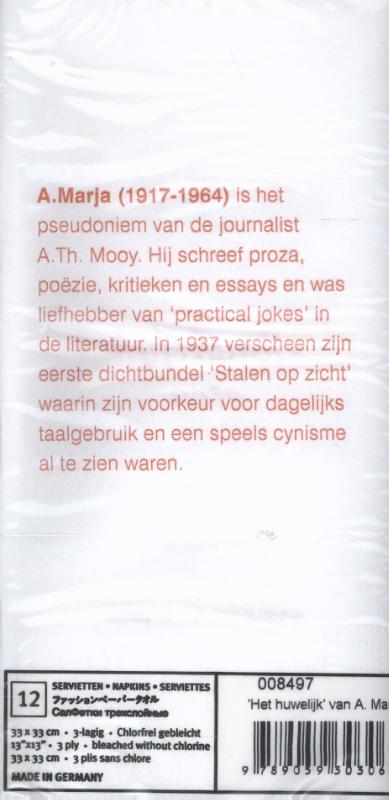 Achterkant van Poëzieservetten Plint; Het Huwelijk