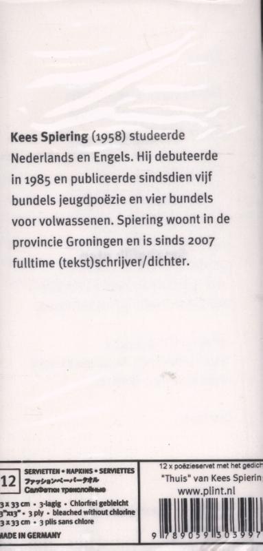 Achterkant van Kees Spiering;Thuis 10K7 servetten