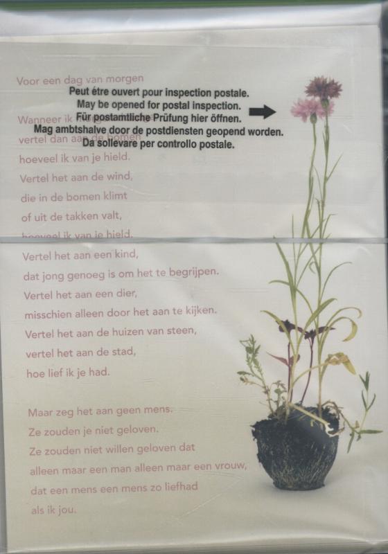 Achterkant van Poeziekaart Plint H. Andreus Voor een dag van morgen