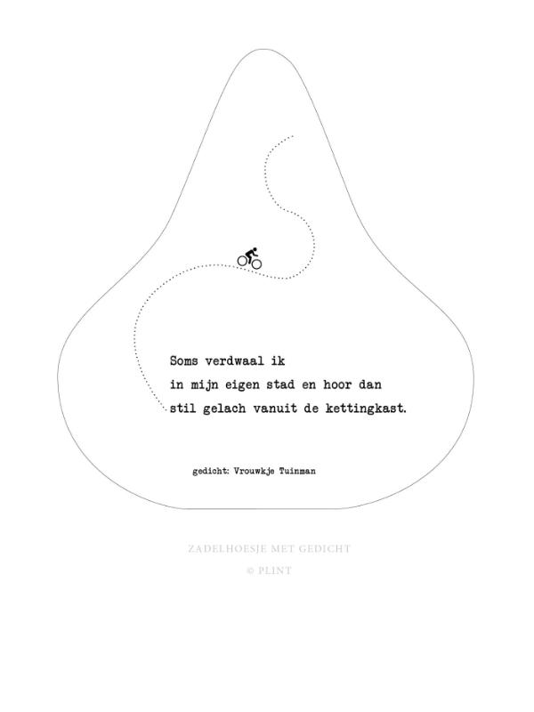 Achterkant van Zadelhoesje Plint 'Soms verdwaal ik' Vrouwkje Tuinman