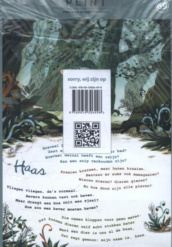 Achterkant van Plint 10 Poëziekaarten 'Haas'