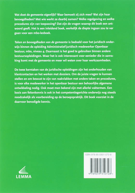 Achterkant van Taken en bevoegdheden van de gemeente