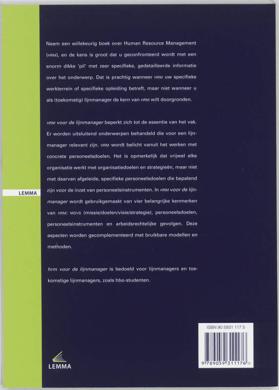 Achterkant van HRM voor de lijnmanager