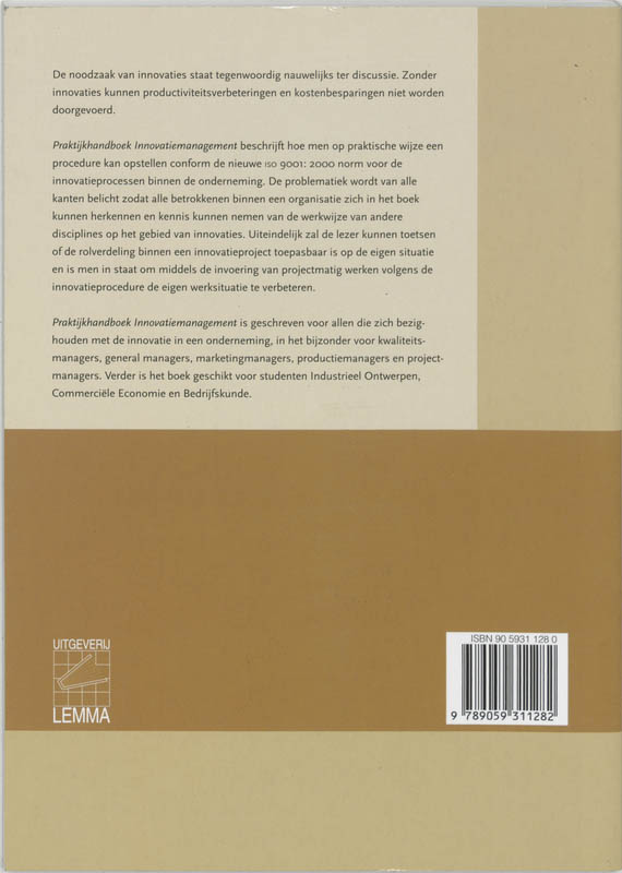 Achterkant van Praktijkboek Innovatiemanagement