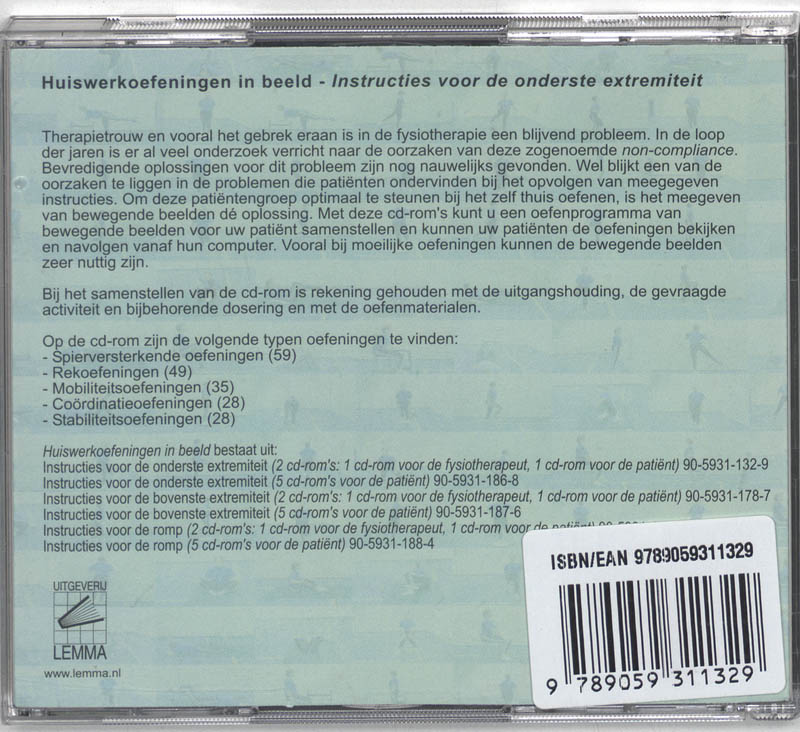 Achterkant van Instructies voor de onderste extremiteit