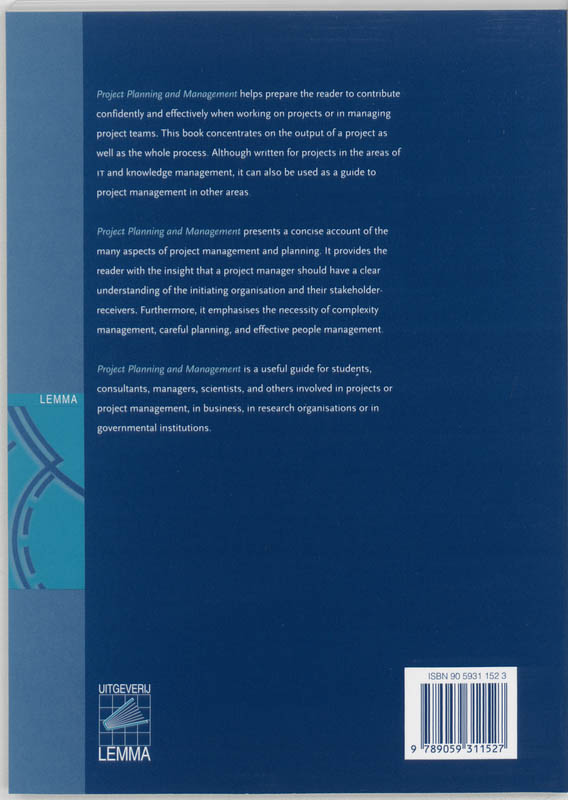 Achterkant van Project Planning and Management