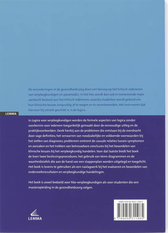 Achterkant van Logica voor verpleegkundigen