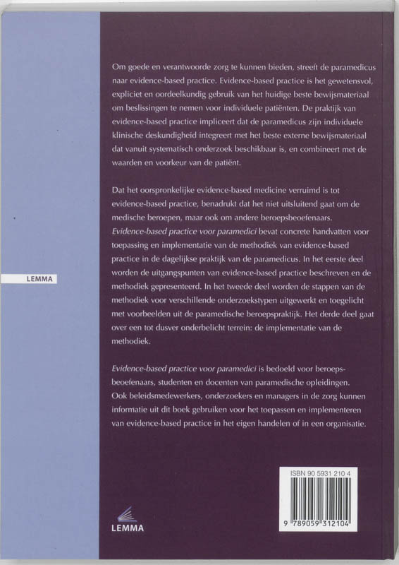 Achterkant van Evidence-based practice voor paramedici
