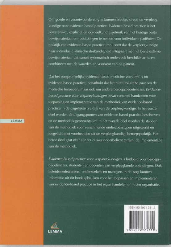 Achterkant van Evidence-based practice voor verpleegkundigen
