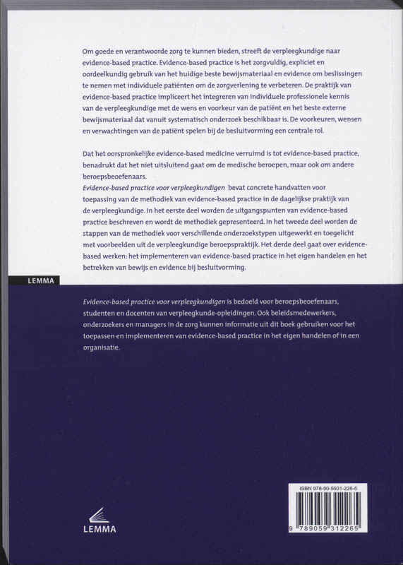 Achterkant van Evidence-based practice voor verpleegkundigen
