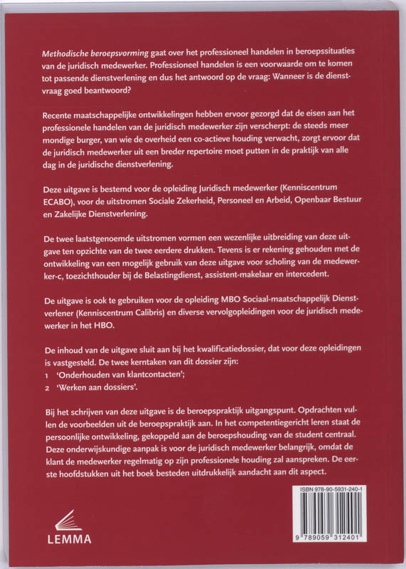 Achterkant van Methodische beroepsvorming