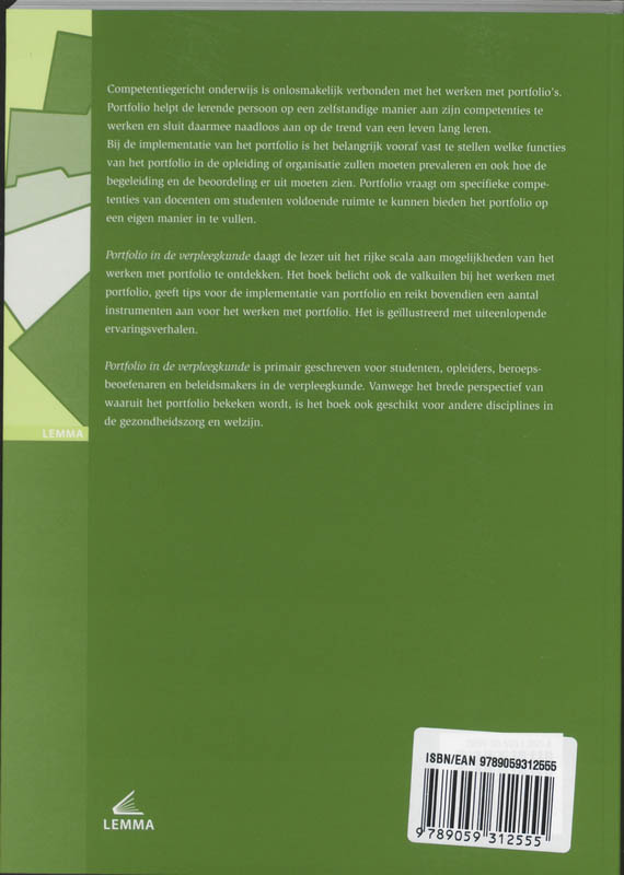 Achterkant van Portfolio in de verpleegkunde
