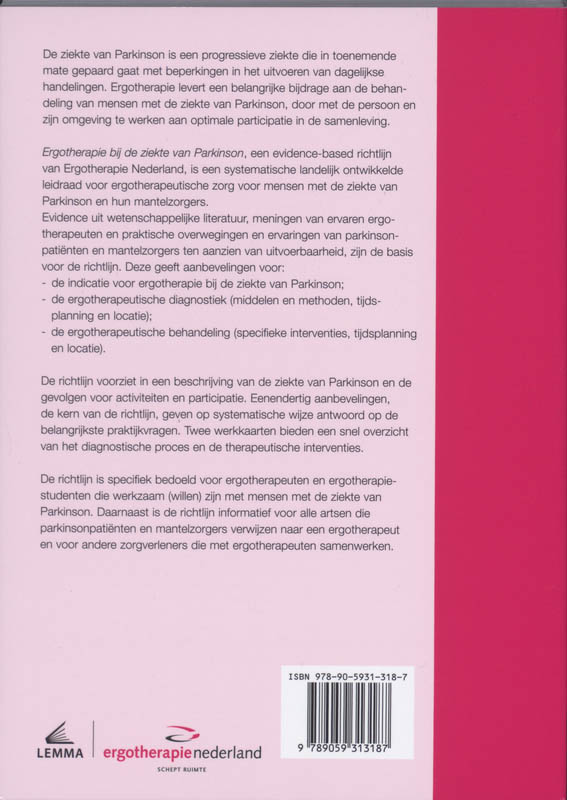 Achterkant van Ergotherapie bij de ziekte van Parkinson