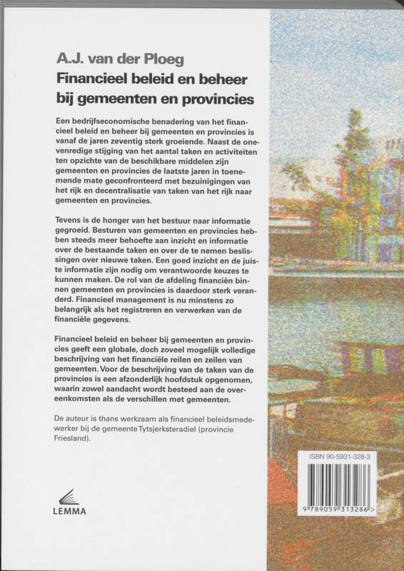 Achterkant van Financieel beleid en beheer bij gemeenten en provincies