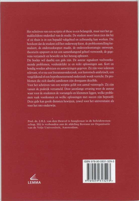 Achterkant van Hoe schrijf ik een scriptie of these?