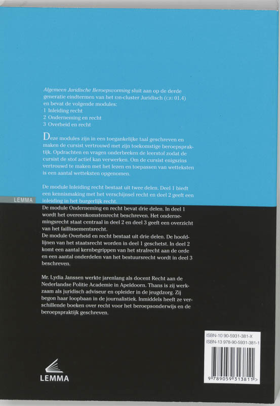Achterkant van Algemeen Juridische Beroepsvorming