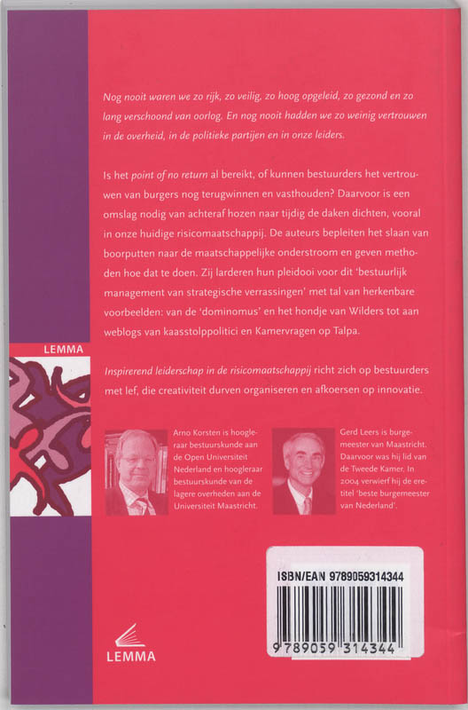 Achterkant van Inspirerend leiderschap in de risicomaatschappij