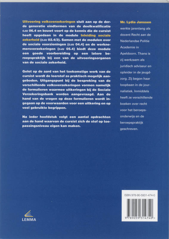 Achterkant van Uitvoering volksverzekeringen