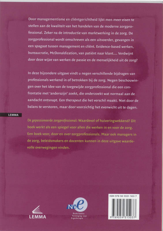 Achterkant van De gepassioneerde zorgprofessional