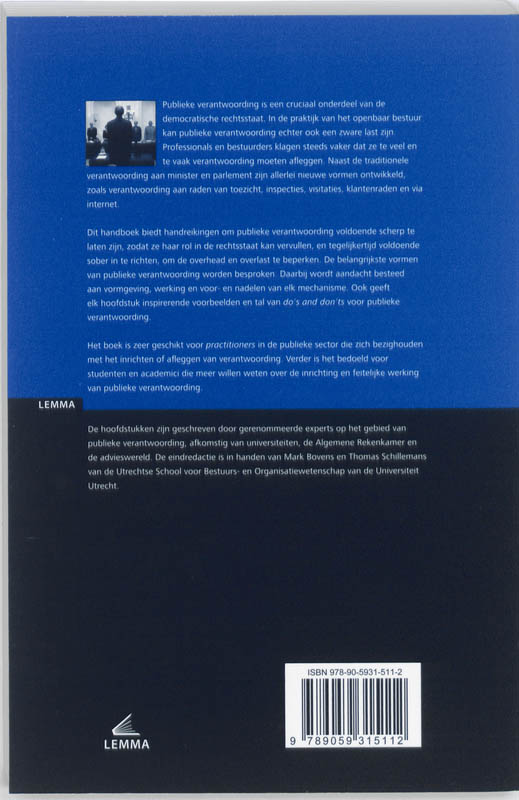 Achterkant van Handboek publieke verantwoording
